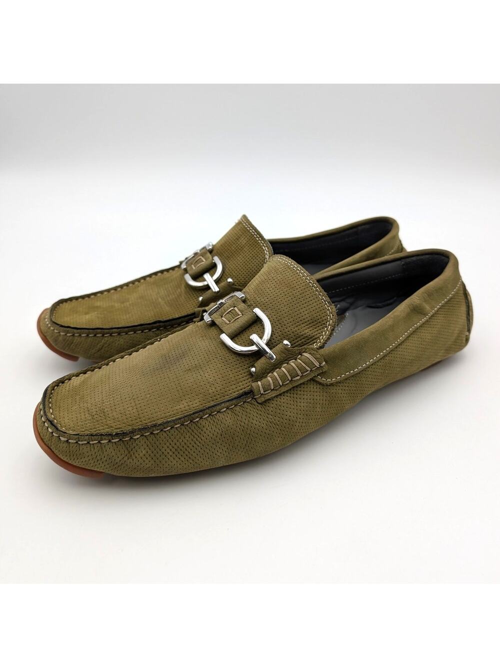 Donald Pliner Dacio Driving Loafer Shoes Men's Olive Green Size US10.5 EU43.5